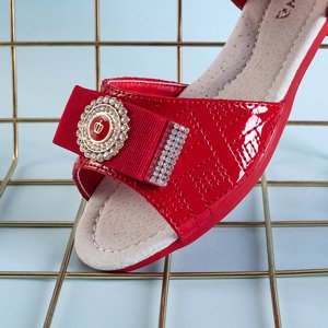 Czerwone sandały dziecięce z kokardką Ramina - Obuwie