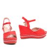 Czerwone sandały na koturnie Abigalia- Obuwie