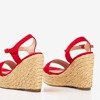 Czerwone sandały na koturnie Idessa - Obuwie