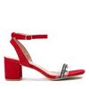 Czerwone sandały na słupku z przezroczystą wstawką Angelita - Obuwie