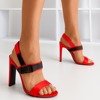 Czerwone sandały na słupku z rzepą Spolisa - Obuwie