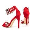 Czerwone sandały na szpilce z cyrkoniami Elvine - Obuwie