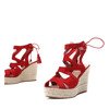 Czerwone sandały na wysokiej koturnie Milton - Obuwie