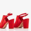 Czerwone sandały z cholewką na wysokim słupku Bartom - Obuwie