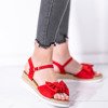 Czerwone sandały z kokardką na koturnie Marcola - Obuwie