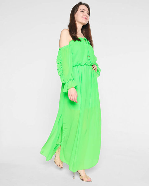 Damska zielona neonowa sukienka maxi hiszpanka - Odzież