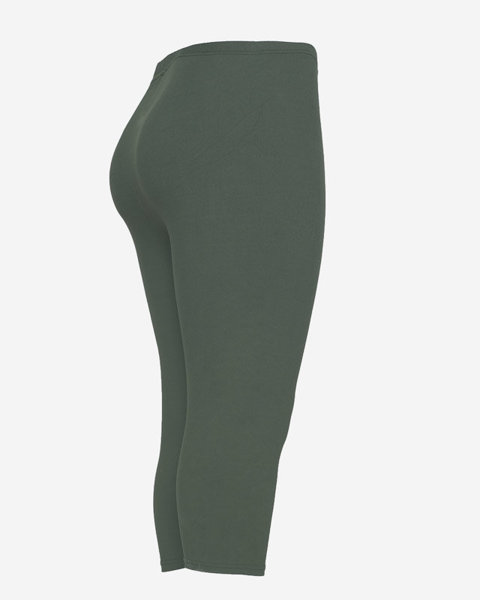 Damskie ciemnozielone legginsy o długości 3/4 PLUS SIZE - Odzież