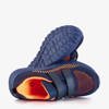 Granatowe dziecięce sportowe buty z pomarańczowymi wstawkami Nerida - Obuwie