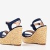 Granatowe sandały na koturnie Idessa - Obuwie
