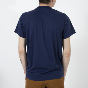 Granatowy bawełniany t-shirt męski - Odzież