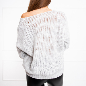 Jasnoszary krótki sweter damski - Odzież
