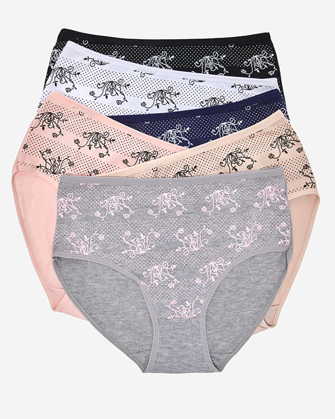 Komplet bawełnianych damskich majtek typu figi z printem 6/pak PLUS SIZE- Bielizna