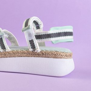 Miętowe damskie sandały z odblaskowymi wstawkami Kollin - Obuwie