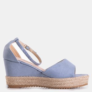 Niebieskie damskie sandały na koturnie Salome - Obuwie
