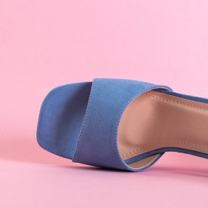 Niebieskie damskie sandały na niskim słupku Izyda - Obuwie