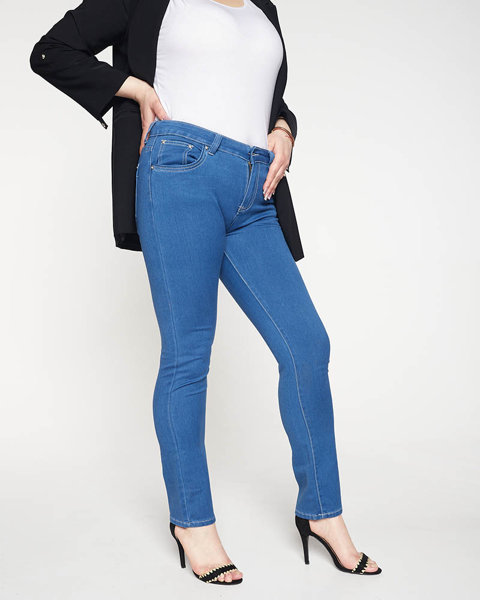 Niebieskie proste jeansy damskie PLUS SIZE - Odzież