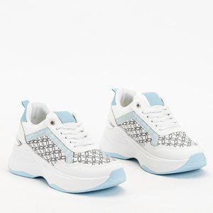 Niebiesko-białe damskie buty sportowe sneakersy Weniso - Obuwie