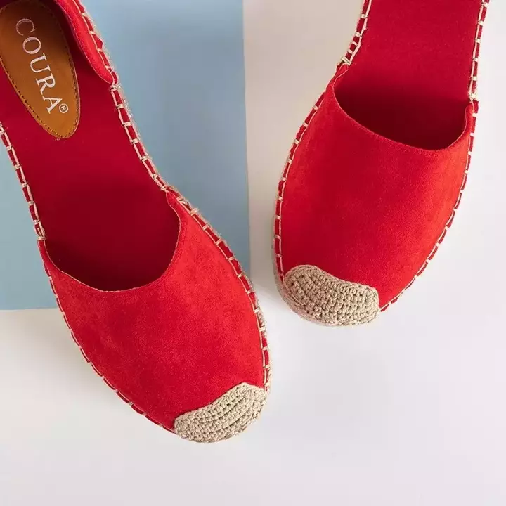 OUTLET Czerwone damskie sandały a'la espadryle na platformie Indira - Obuwie