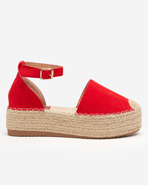 OUTLET Czerwone damskie sandały a'la espadryle na platformie Olikar - Obuwie