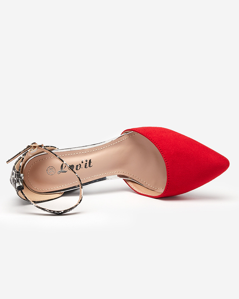 OUTLET Czerwone damskie sandały na słupku Krisco - Obuwie