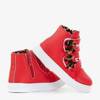 OUTLET Czerwone dziecięce sportowe sneakersy z kokardkami Pantloye - Obuwie