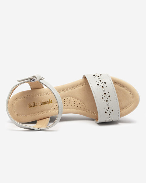 OUTLET Szare damskie sandały na koturnie Bellomia - Obuwie