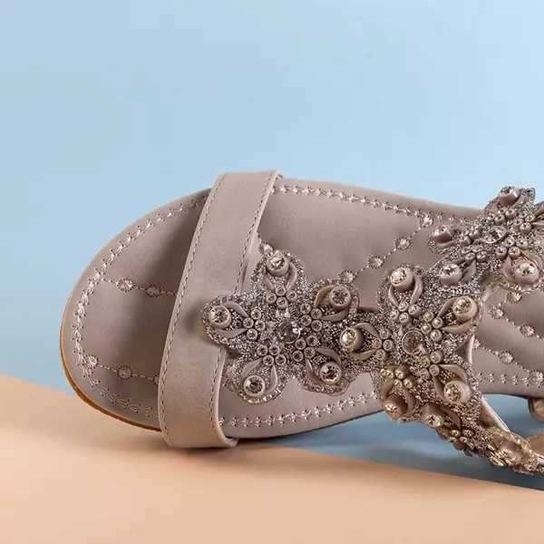 OUTLET Szare damskie sandały z ozdobami Gudini - Obuwie