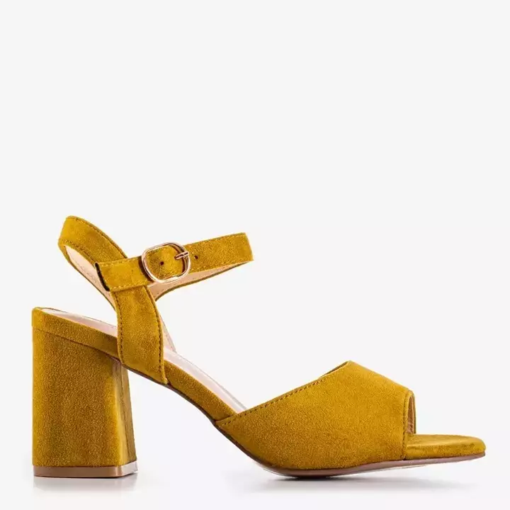 OUTLET Zielono - żółte sandały na słupku Elga - Obuwie