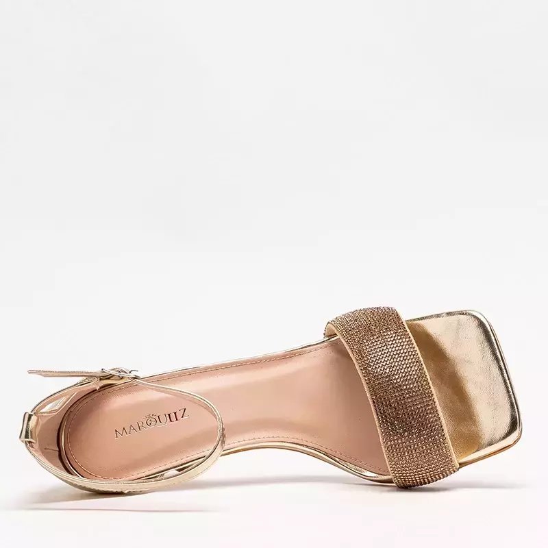OUTLET Złote damskie sandały na szpilce Enedi - Obuwie