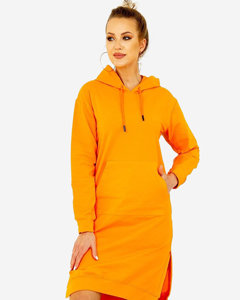 Pomarańczowa dresowa sukienka damska do kolan - Odzież