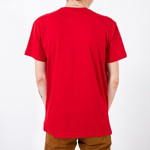 Royalfashion Czerwona bawełniana koszulka męska z printem