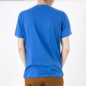 Royalfashion Kobaltowy bawełniany męski t-shirt z nadrukiem