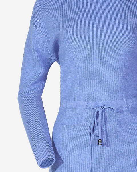 Royalfashion Niebieska damska sukienka swetrowa z golfem