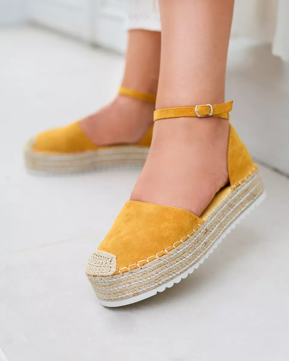 Royalfashion Żółte damskie sandały a'la espadryle na platformie Indira 
