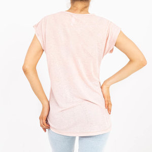 Różowa koszulka damska ze złotym nadrukiem - Odzież