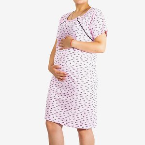 Różowa nocna koszula ciążowa i do karmienia w kokardki - Odzież
