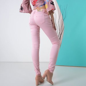Różowe damskie spodnie materiałowe - Odzież