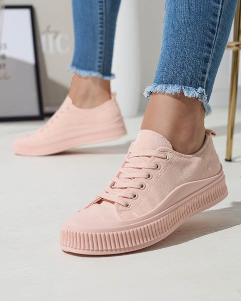 Różowe damskie sportowe buty typu trampki Dollof- Obuwie