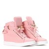 Różowe sneakersy na krytym koturnie LU BOO- Obuwie