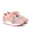 Różowe sznurowane sportowe buty - Obuwie