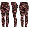 Sportowe legginsy w różowe neonowe moro - Spodnie