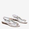 Srebrne damskie sandały z kryształkami Crisela - Obuwie