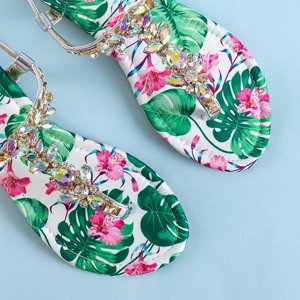 Srebrne damskie sandały z ozdobami Okaleni - Obuwie
