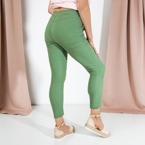 Zielone damskie tregginsy z suwakami PLUS SIZE - Spodnie
