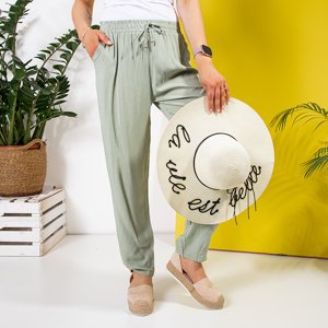 Zielone proste spodnie damskie PLUS SIZE - Odzież