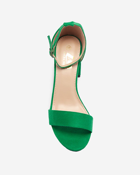 Zielone sandały damskie na słupku Xiadia- Obuwie
