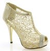 Złote damskie sandały z ażurową cholewką Florencia - Obuwie