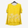 Żółta tunika damska z printem w kwiatki - Odzież
