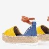 Żółto-niebieskie sandały damskie a'la espadryle Irimida- Obuwie