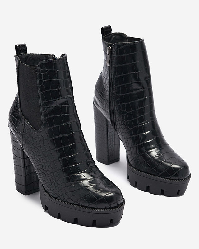 Чорні жіночі утеплені чоботи на високому каблуці Xineka - Взуття